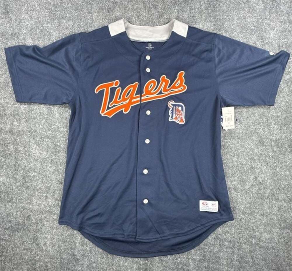 True Fan Series MLB Detroit Tigers Button Front Baseball Jersey NWT Medium